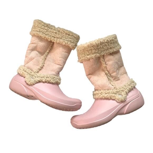 Crocs Nadia Winter Boots, Sherpa Fleeces Lined Pink, size 12 - Picture 1 of 8